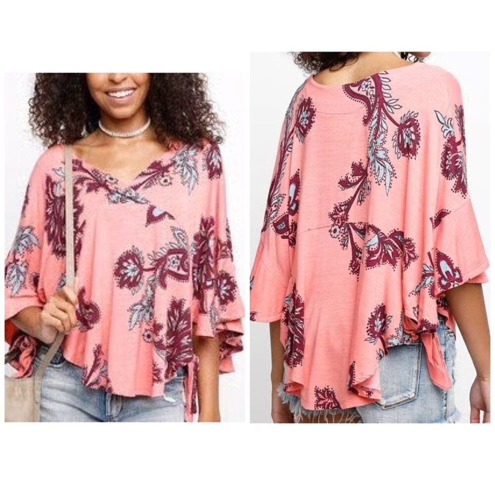 Free people Maui Wowie Passion Paisley print  oversized tunic top women sz M